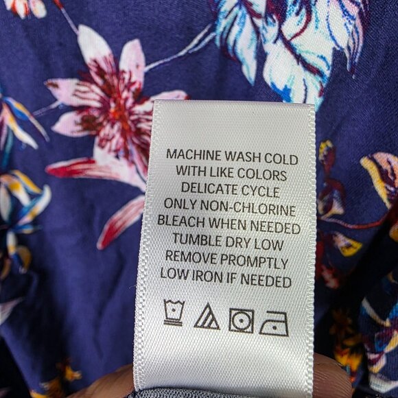 The Pioneer Woman Blue Floral 3/4 Sleeve Dress Rayon Spandex Blend M (8-10) - Picture 6 of 10